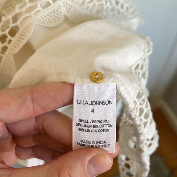 Ulla Johnson Tallulah Linen Blend Lace Crochet Scalloped Minidress Size 4 Ivory - Picture 5 of 6